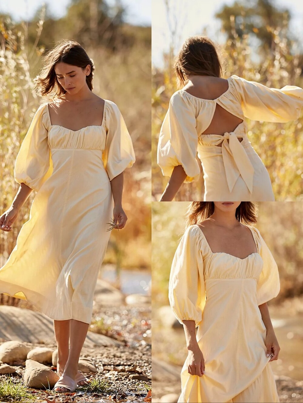 Free People Louie Midi Dress Sz L Soft Girl Romantic Ethereal Pride & Prejudice